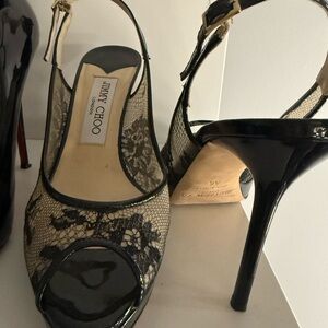 Jimmy Choo Black Floral Lace Heels